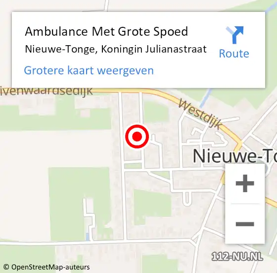 Locatie op kaart van de 112 melding: Ambulance Met Grote Spoed Naar Nieuwe-Tonge, Koningin Julianastraat op 28 september 2014 02:46