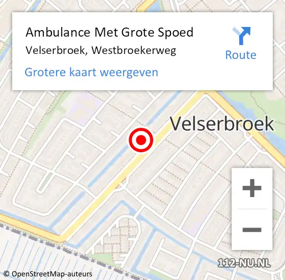 Locatie op kaart van de 112 melding: Ambulance Met Grote Spoed Naar Velserbroek, Westbroekerweg op 5 maart 2024 08:12