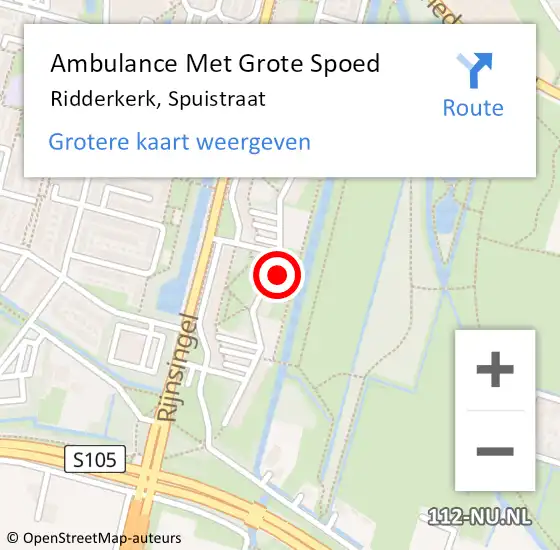 Locatie op kaart van de 112 melding: Ambulance Met Grote Spoed Naar Ridderkerk, Spuistraat op 5 maart 2024 08:16