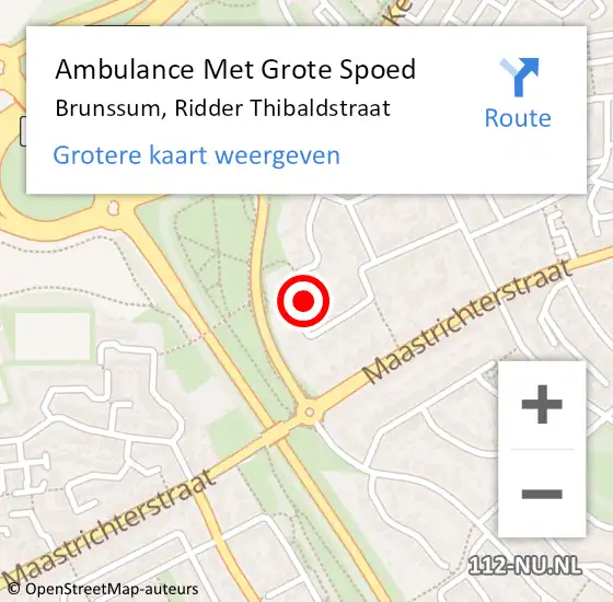 Locatie op kaart van de 112 melding: Ambulance Met Grote Spoed Naar Brunssum, Ridder Thibaldstraat op 28 september 2014 02:57