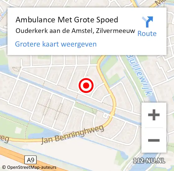 Locatie op kaart van de 112 melding: Ambulance Met Grote Spoed Naar Ouderkerk aan de Amstel, Zilvermeeuw op 5 maart 2024 08:39