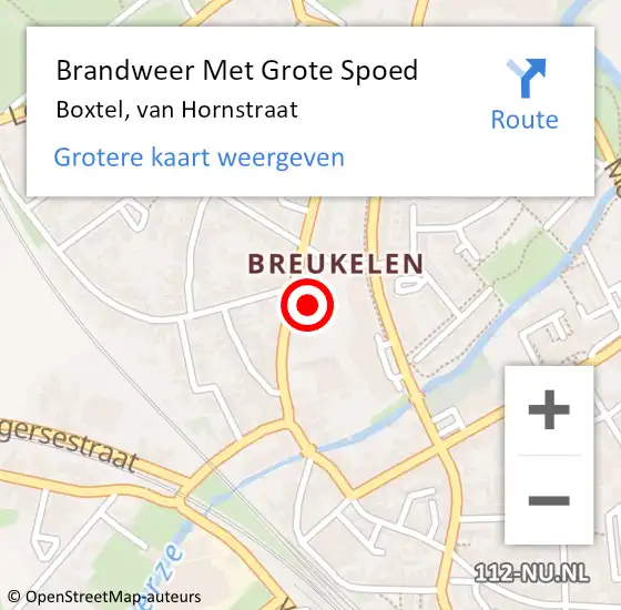 Locatie op kaart van de 112 melding: Brandweer Met Grote Spoed Naar Boxtel, van Hornstraat op 5 maart 2024 08:53