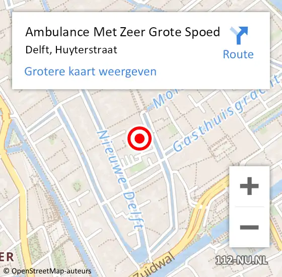 Locatie op kaart van de 112 melding: Ambulance Met Zeer Grote Spoed Naar Delft, Huyterstraat op 5 maart 2024 09:23