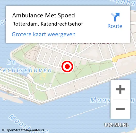 Locatie op kaart van de 112 melding: Ambulance Met Spoed Naar Rotterdam, Katendrechtsehof op 5 maart 2024 09:28