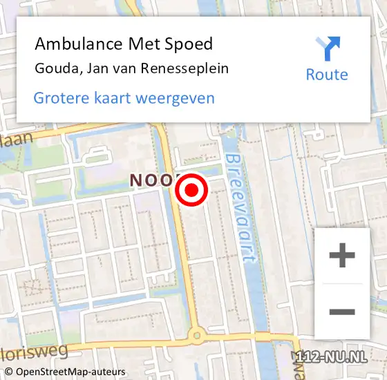 Locatie op kaart van de 112 melding: Ambulance Met Spoed Naar Gouda, Jan van Renesseplein op 5 maart 2024 09:34