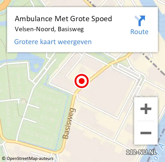 Locatie op kaart van de 112 melding: Ambulance Met Grote Spoed Naar Velsen-Noord, Basisweg op 5 maart 2024 09:41