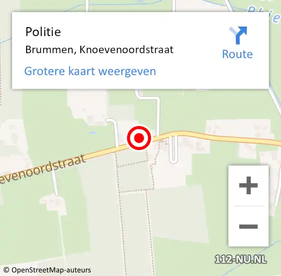 Locatie op kaart van de 112 melding: Politie Brummen, Knoevenoordstraat op 5 maart 2024 09:53