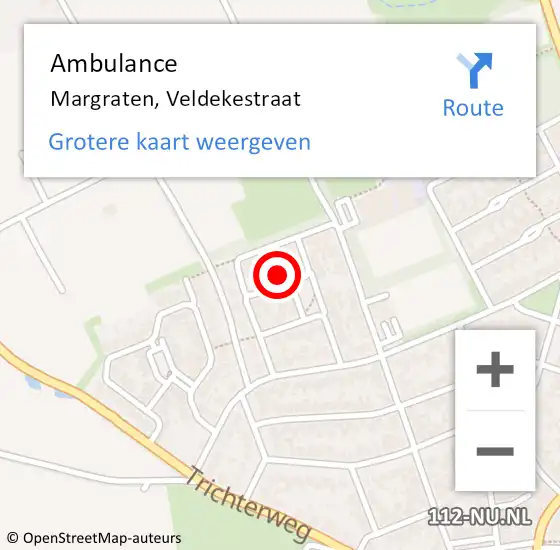 Locatie op kaart van de 112 melding: Ambulance Margraten, Veldekestraat op 28 september 2014 03:15