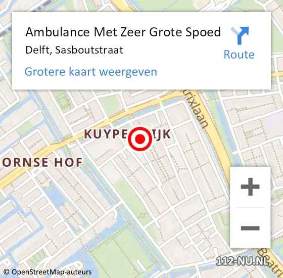Locatie op kaart van de 112 melding: Ambulance Met Zeer Grote Spoed Naar Delft, Sasboutstraat op 5 maart 2024 10:01