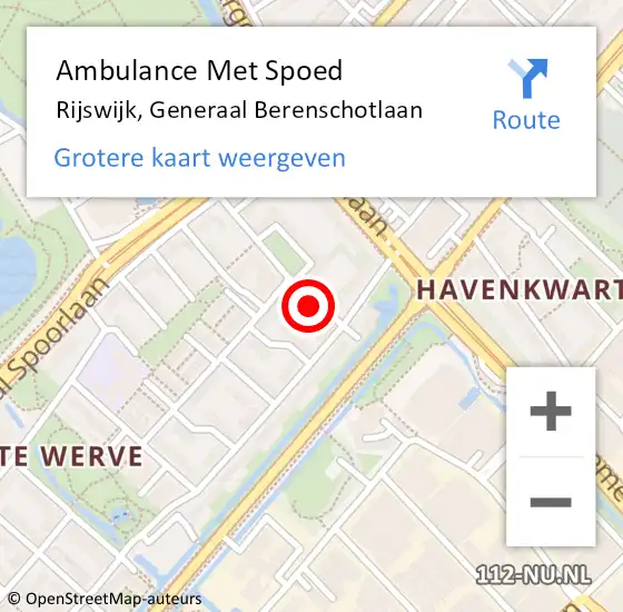 Locatie op kaart van de 112 melding: Ambulance Met Spoed Naar Rijswijk, Generaal Berenschotlaan op 5 maart 2024 10:02