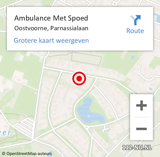 Locatie op kaart van de 112 melding: Ambulance Met Spoed Naar Oostvoorne, Parnassialaan op 5 maart 2024 10:06