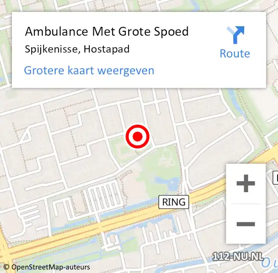 Locatie op kaart van de 112 melding: Ambulance Met Grote Spoed Naar Spijkenisse, Hostapad op 5 maart 2024 10:13