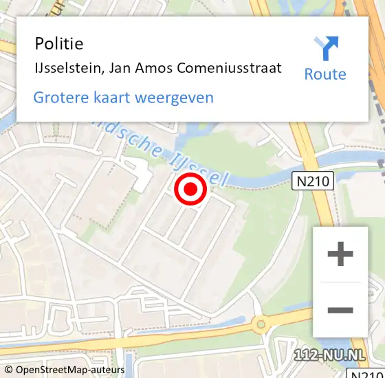 Locatie op kaart van de 112 melding: Politie IJsselstein, Jan Amos Comeniusstraat op 5 maart 2024 10:19