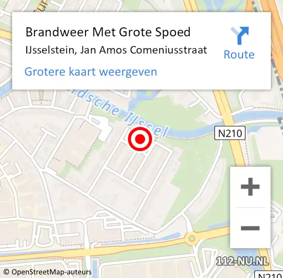 Locatie op kaart van de 112 melding: Brandweer Met Grote Spoed Naar IJsselstein, Jan Amos Comeniusstraat op 5 maart 2024 10:19