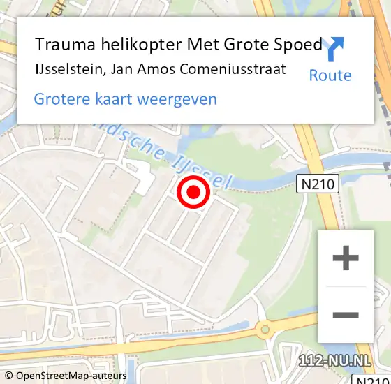 Locatie op kaart van de 112 melding: Trauma helikopter Met Grote Spoed Naar IJsselstein, Jan Amos Comeniusstraat op 5 maart 2024 10:22