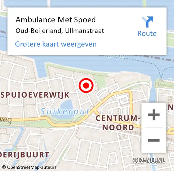 Locatie op kaart van de 112 melding: Ambulance Met Spoed Naar Oud-Beijerland, Ullmanstraat op 5 maart 2024 10:30