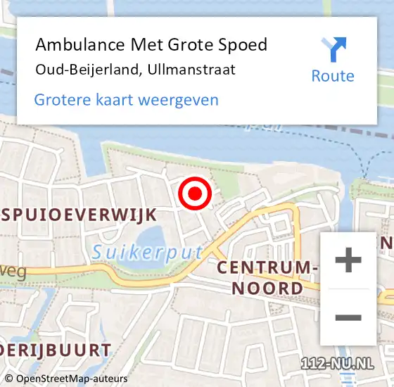 Locatie op kaart van de 112 melding: Ambulance Met Grote Spoed Naar Oud-Beijerland, Ullmanstraat op 5 maart 2024 10:34