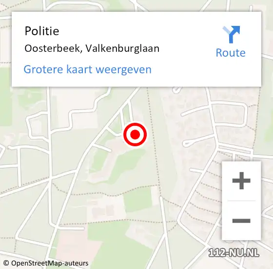 Locatie op kaart van de 112 melding: Politie Oosterbeek, Valkenburglaan op 5 maart 2024 10:51