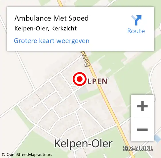 Locatie op kaart van de 112 melding: Ambulance Met Spoed Naar Kelpen-Oler, Kerkzicht op 5 maart 2024 10:51