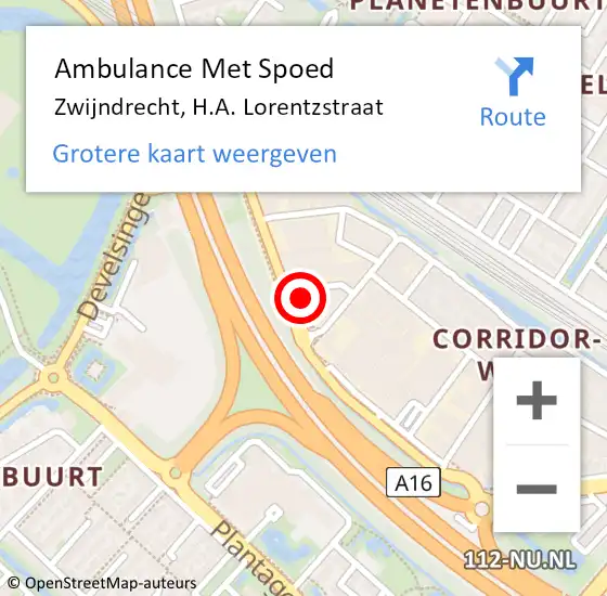 Locatie op kaart van de 112 melding: Ambulance Met Spoed Naar Zwijndrecht, H.A. Lorentzstraat op 5 maart 2024 10:57