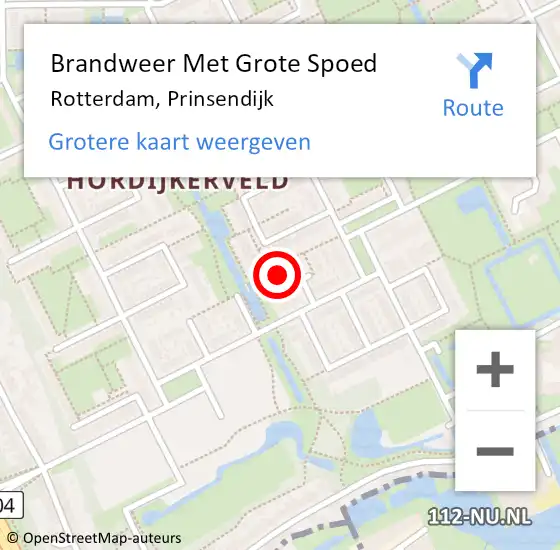 Locatie op kaart van de 112 melding: Brandweer Met Grote Spoed Naar Rotterdam, Prinsendijk op 5 maart 2024 10:59