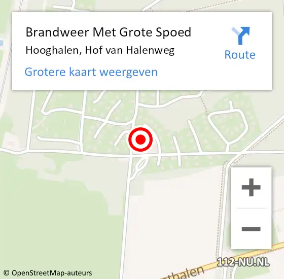 Locatie op kaart van de 112 melding: Brandweer Met Grote Spoed Naar Hooghalen, Hof van Halenweg op 5 maart 2024 11:00