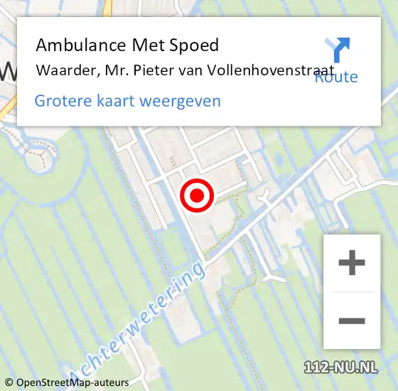 Locatie op kaart van de 112 melding: Ambulance Met Spoed Naar Waarder, Mr. Pieter van Vollenhovenstraat op 5 maart 2024 11:03