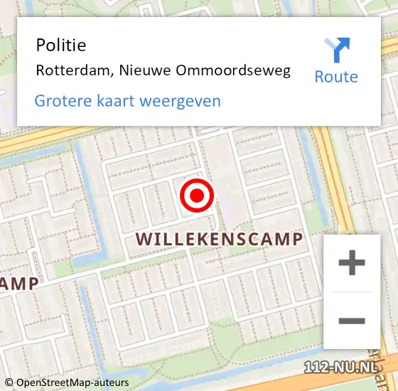 Locatie op kaart van de 112 melding: Politie Rotterdam, Nieuwe Ommoordseweg op 5 maart 2024 11:16