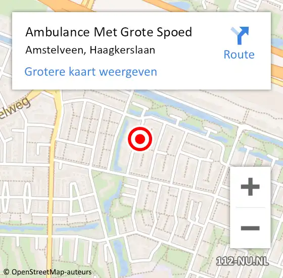 Locatie op kaart van de 112 melding: Ambulance Met Grote Spoed Naar Amstelveen, Haagkerslaan op 5 maart 2024 11:32