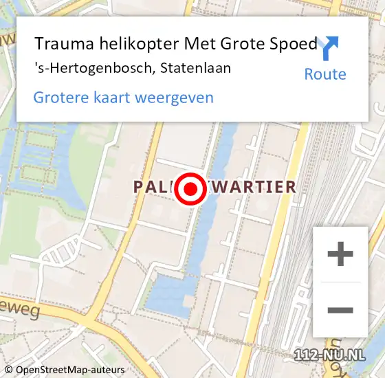 Locatie op kaart van de 112 melding: Trauma helikopter Met Grote Spoed Naar 's-Hertogenbosch, Statenlaan op 5 maart 2024 11:36