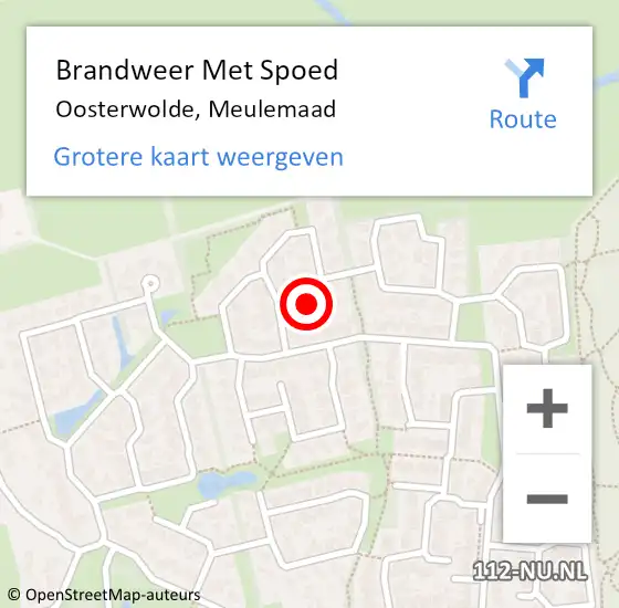 Locatie op kaart van de 112 melding: Brandweer Met Spoed Naar Oosterwolde, Meulemaad op 5 maart 2024 11:53