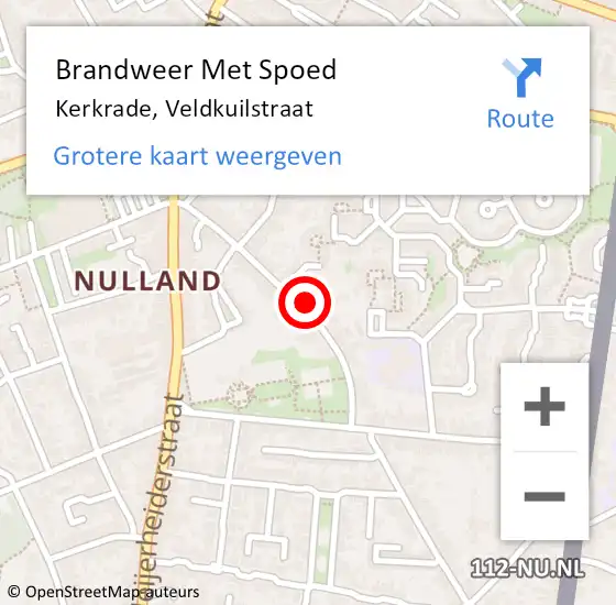 Locatie op kaart van de 112 melding: Brandweer Met Spoed Naar Kerkrade, Veldkuilstraat op 5 maart 2024 12:13