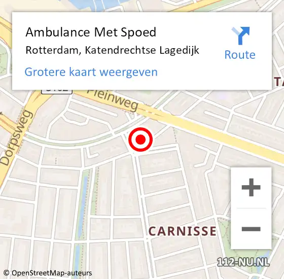 Locatie op kaart van de 112 melding: Ambulance Met Spoed Naar Rotterdam, Katendrechtse Lagedijk op 5 maart 2024 12:22