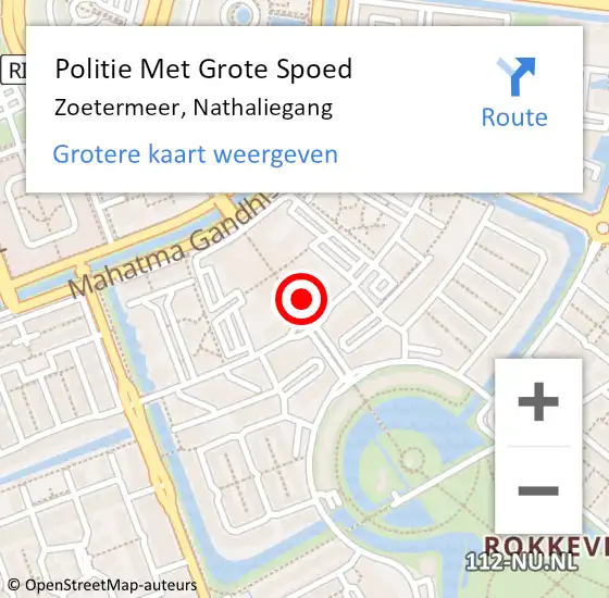 Locatie op kaart van de 112 melding: Politie Met Grote Spoed Naar Zoetermeer, Nathaliegang op 5 maart 2024 12:27