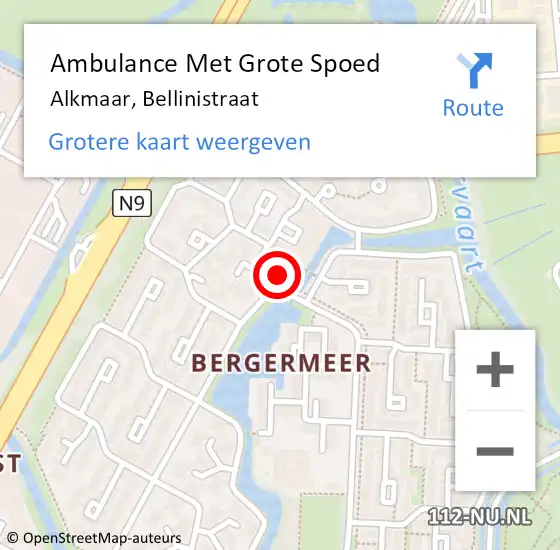 Locatie op kaart van de 112 melding: Ambulance Met Grote Spoed Naar Alkmaar, Bellinistraat op 5 maart 2024 12:52