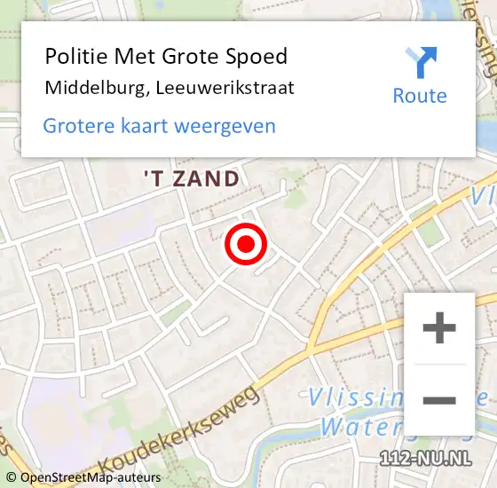 Locatie op kaart van de 112 melding: Politie Met Grote Spoed Naar Middelburg, Leeuwerikstraat op 5 maart 2024 13:00