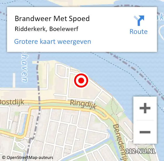 Locatie op kaart van de 112 melding: Brandweer Met Spoed Naar Ridderkerk, Boelewerf op 5 maart 2024 13:05