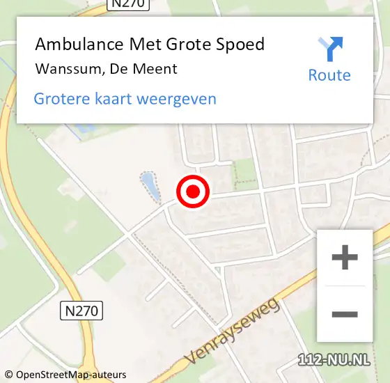 Locatie op kaart van de 112 melding: Ambulance Met Grote Spoed Naar Wanssum, De Meent op 28 september 2014 04:11