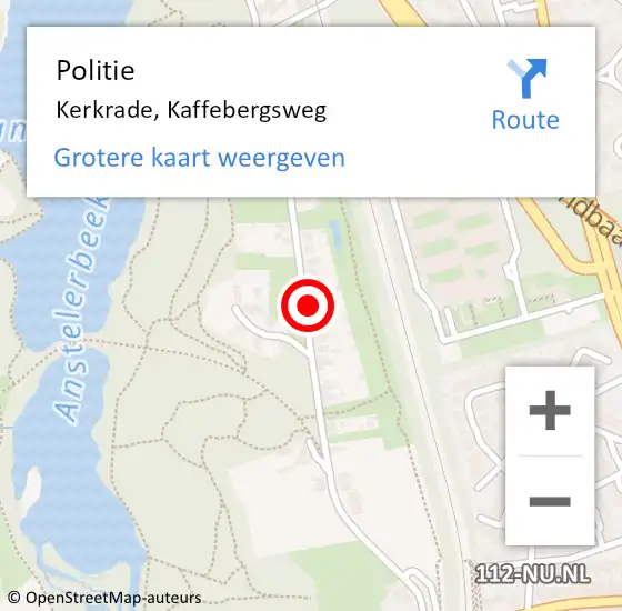 Locatie op kaart van de 112 melding: Politie Kerkrade, Kaffebergsweg op 5 maart 2024 13:09