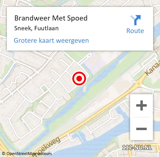 Locatie op kaart van de 112 melding: Brandweer Met Spoed Naar Sneek, Fuutlaan op 5 maart 2024 13:43