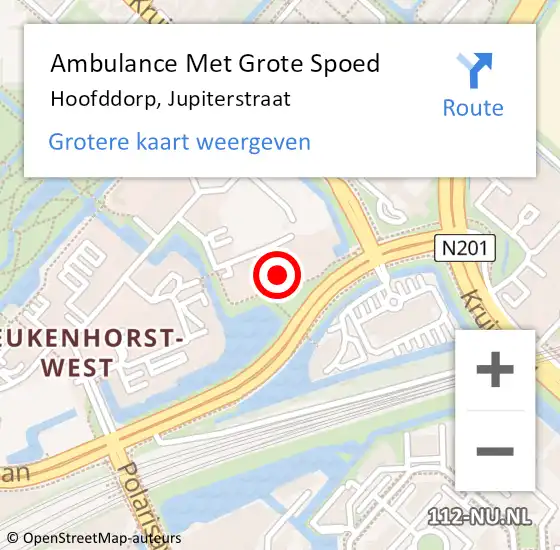 Locatie op kaart van de 112 melding: Ambulance Met Grote Spoed Naar Hoofddorp, Jupiterstraat op 5 maart 2024 13:51