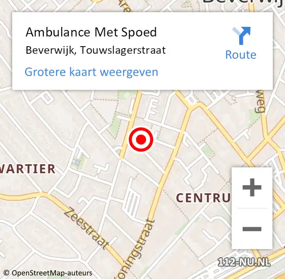 Locatie op kaart van de 112 melding: Ambulance Met Spoed Naar Beverwijk, Touwslagerstraat op 5 maart 2024 13:59