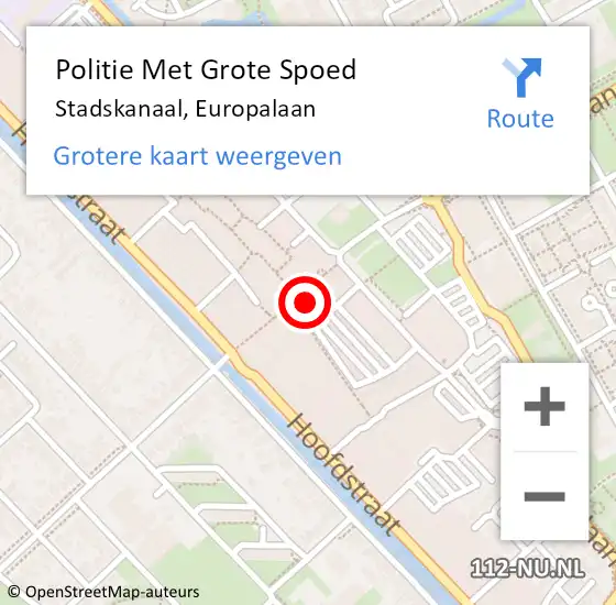 Locatie op kaart van de 112 melding: Politie Met Grote Spoed Naar Stadskanaal, Europalaan op 5 maart 2024 13:35