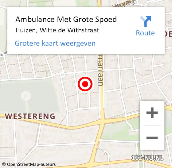 Locatie op kaart van de 112 melding: Ambulance Met Grote Spoed Naar Huizen, Witte de Withstraat op 28 september 2014 04:32