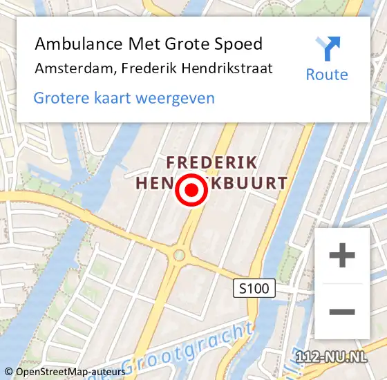 Locatie op kaart van de 112 melding: Ambulance Met Grote Spoed Naar Amsterdam, Frederik Hendrikstraat op 5 maart 2024 14:25