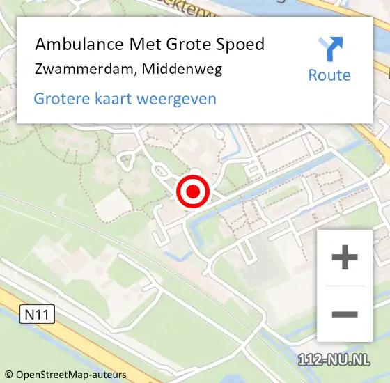 Locatie op kaart van de 112 melding: Ambulance Met Grote Spoed Naar Zwammerdam, Middenweg op 5 maart 2024 14:36