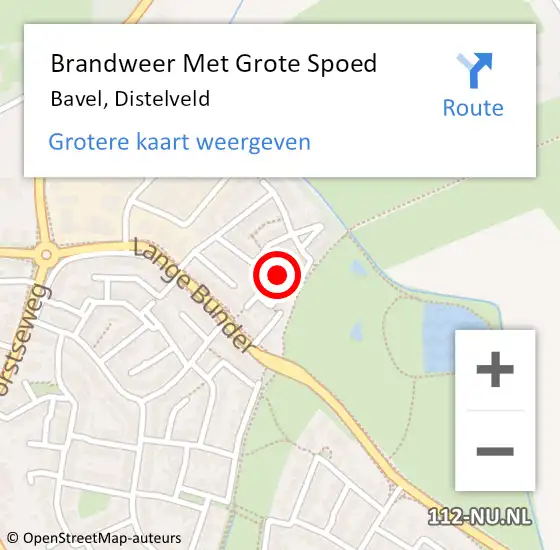 Locatie op kaart van de 112 melding: Brandweer Met Grote Spoed Naar Bavel, Distelveld op 5 maart 2024 14:44