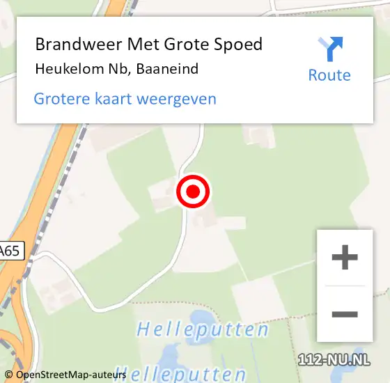 Locatie op kaart van de 112 melding: Brandweer Met Grote Spoed Naar Heukelom Nb, Baaneind op 28 september 2014 04:45