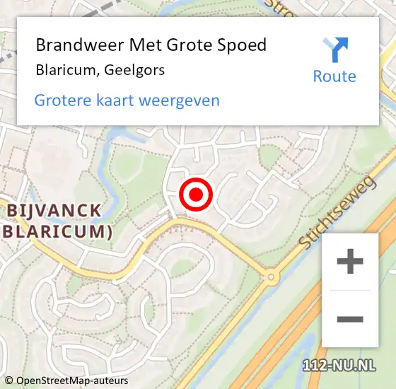 Locatie op kaart van de 112 melding: Brandweer Met Grote Spoed Naar Blaricum, Geelgors op 5 maart 2024 15:14