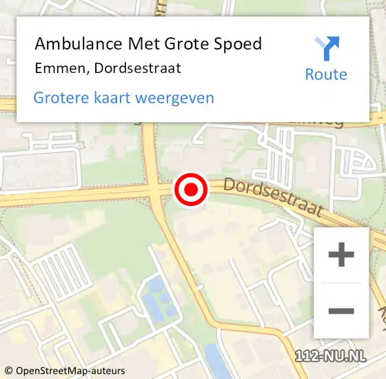 Locatie op kaart van de 112 melding: Ambulance Met Grote Spoed Naar Emmen, Dordsestraat op 28 september 2014 04:47